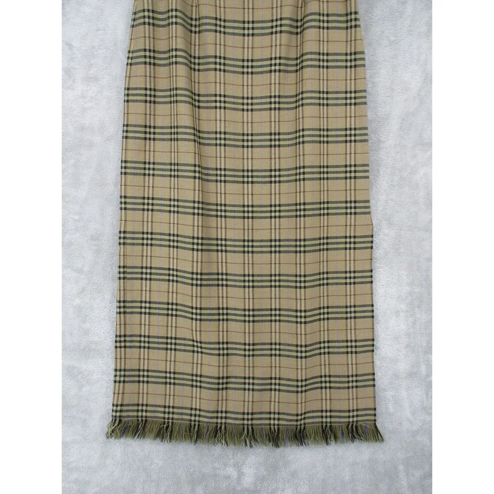 Vintage Rafaella Skirt Women 12 Plaid Wool Blend Maxi Fringe Straight Pencil Zip - Picture 4 of 8